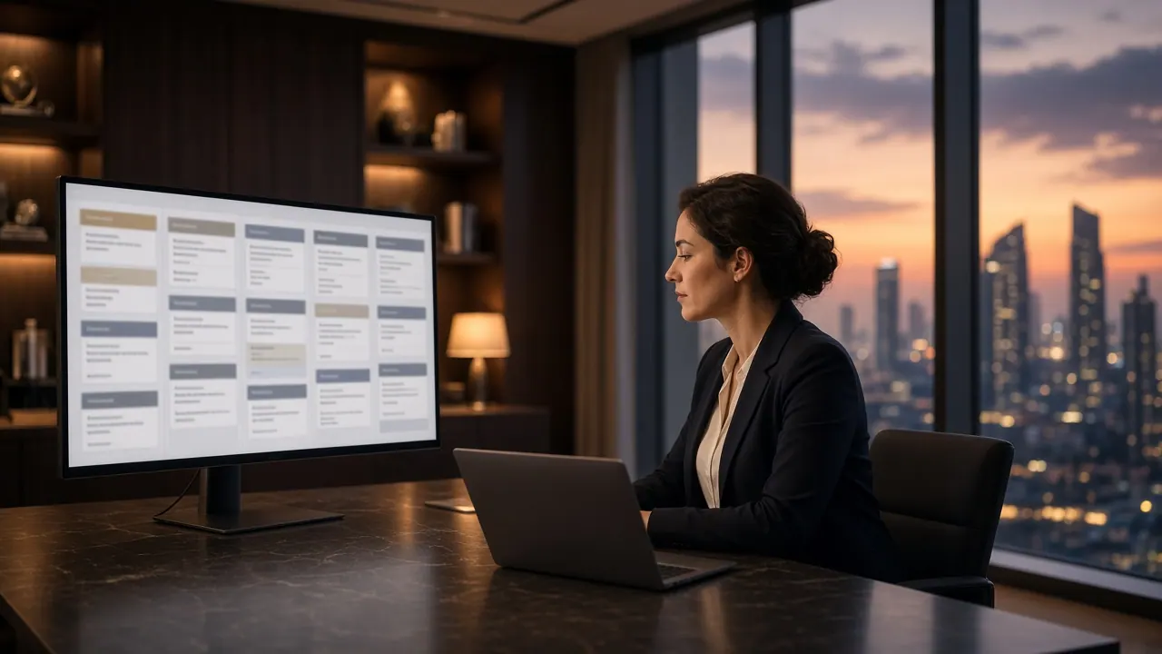 Bizora CRM sales pipeline on a monitor in a sales office