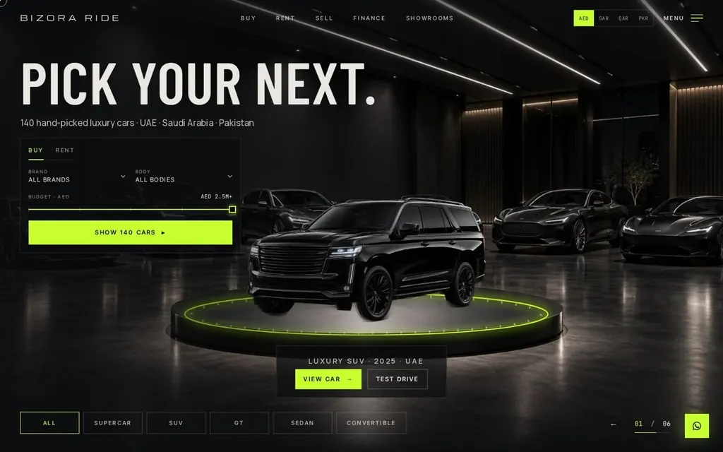 Kestrel Motors Showroom: A premium showroom website and booking flow for a luxury car dealership