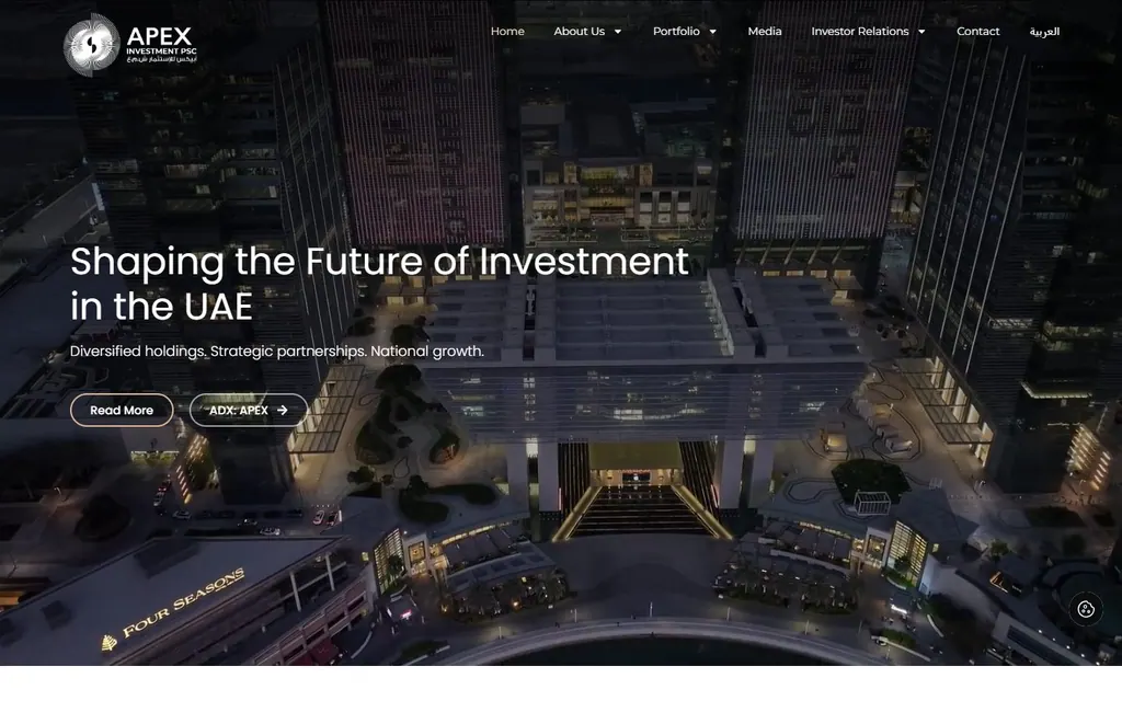 APEX Investment Website: A corporate website for an ADX-listed holding company