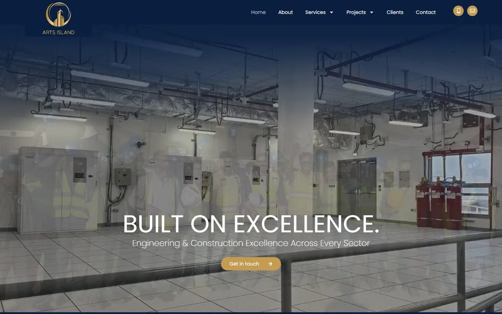 Arts Island Contracting Website interface