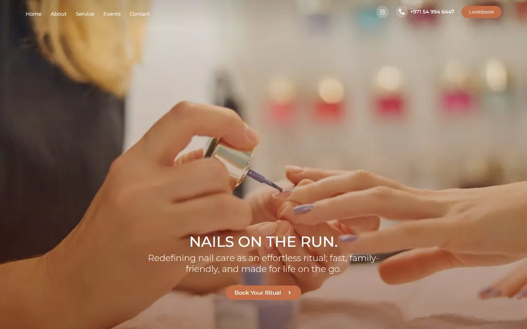 Nails Rituals Website: A brand website for an express nail kiosk in an Abu Dhabi mall