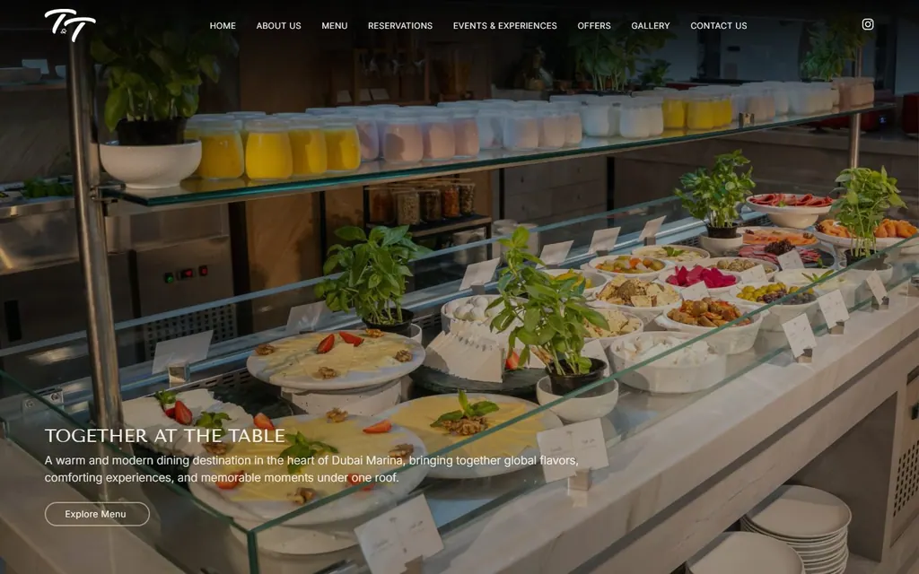 T&T Lounge Restaurant Website: A website for a Dubai Marina restaurant with its menu