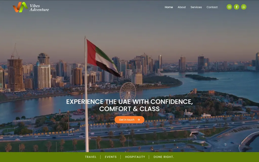 Vibes Adventure Website: A website for a Dubai travel company offering UAE tours